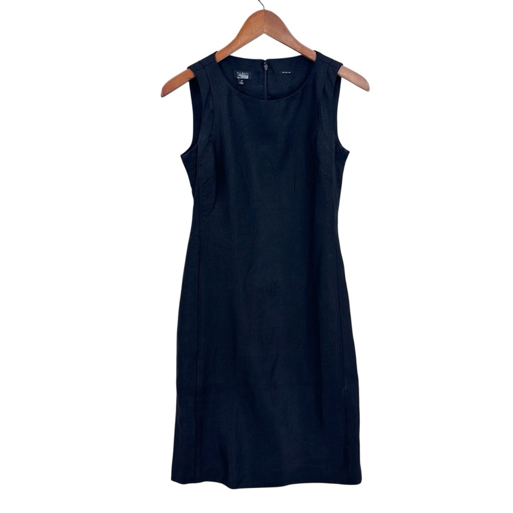 TALBOTS Midi Dress Pure Irish Linen Minimalist Cottage Black